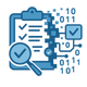 blue icon that shows the process of digitizing quality control